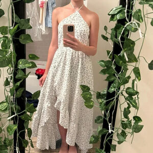 Francesca’s halter floral high-low dress